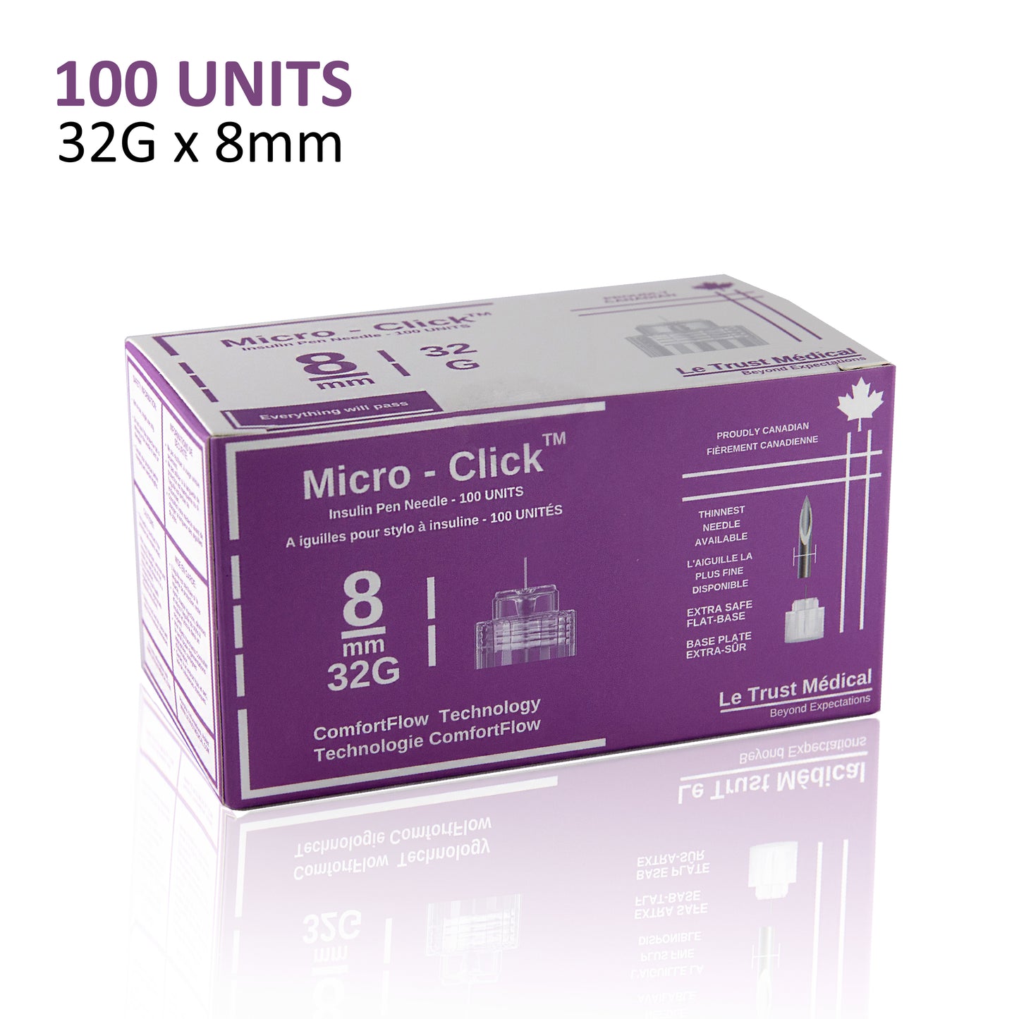 8mm 32G Micro-Click Universal Insulin Pen Needles