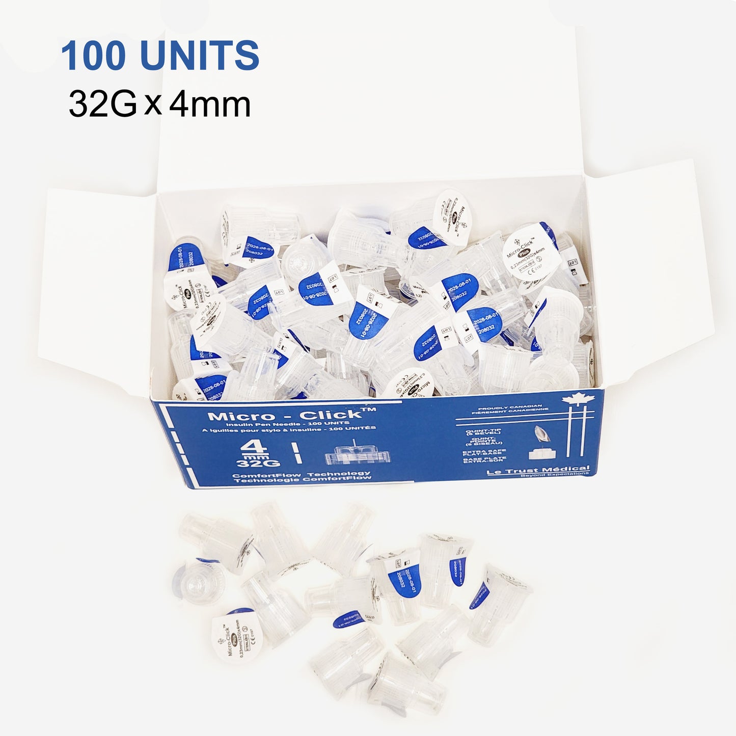 4mm 32G Micro-Click Universal Insulin Pen Needles